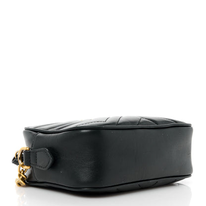 Gucci Calfskin Matelasse Mini GG Marmont Chain Shoulder Bag Black 4 of 13