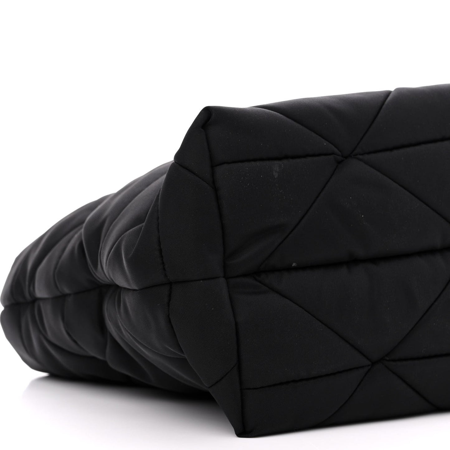 Re-Nylon Nappa Triangle Quilted Padded Double Handled Zip Pocket Tote Black