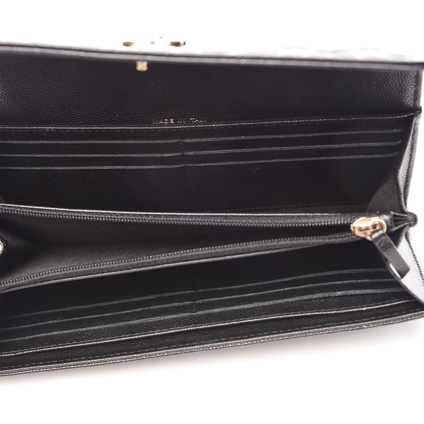 Caviar Camellia Embossed Flap Wallet Black