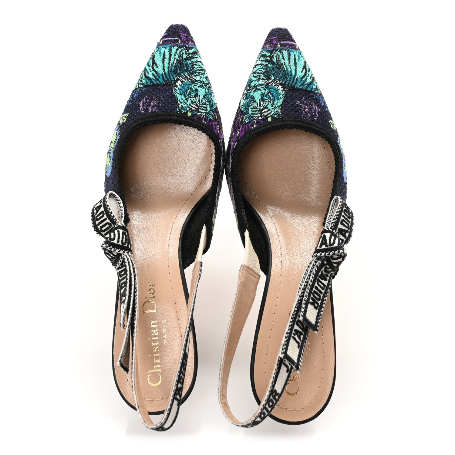 Christian Dior Canvas Embroidered Voyage Cotton Ribbon J'Adior Slingback 65mm Pumps 36 Multicolor 2 of 8