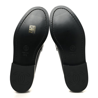 Chanel Shiny Calfskin CC Loafers 36.5 Black White Black White 5 of 9