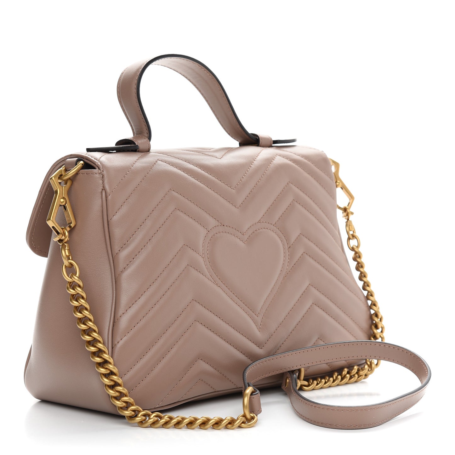 Calfskin Matelasse Small GG Marmont Top Handle Shoulder Bag Porcelain Rose