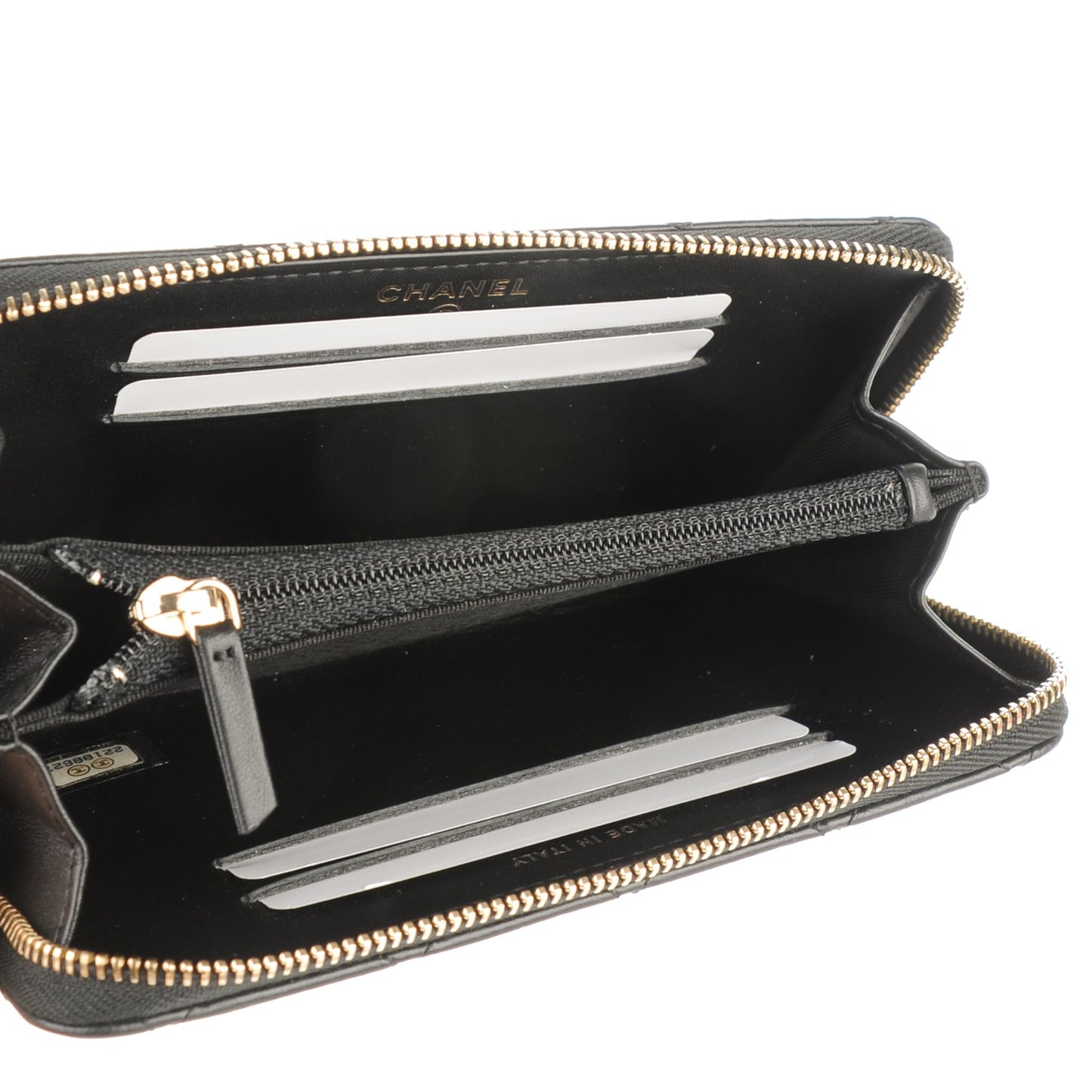 Aged Calfskin Quilted Small Lucky Charms Casino 2.55 Reissue Zip Around Wallet Black