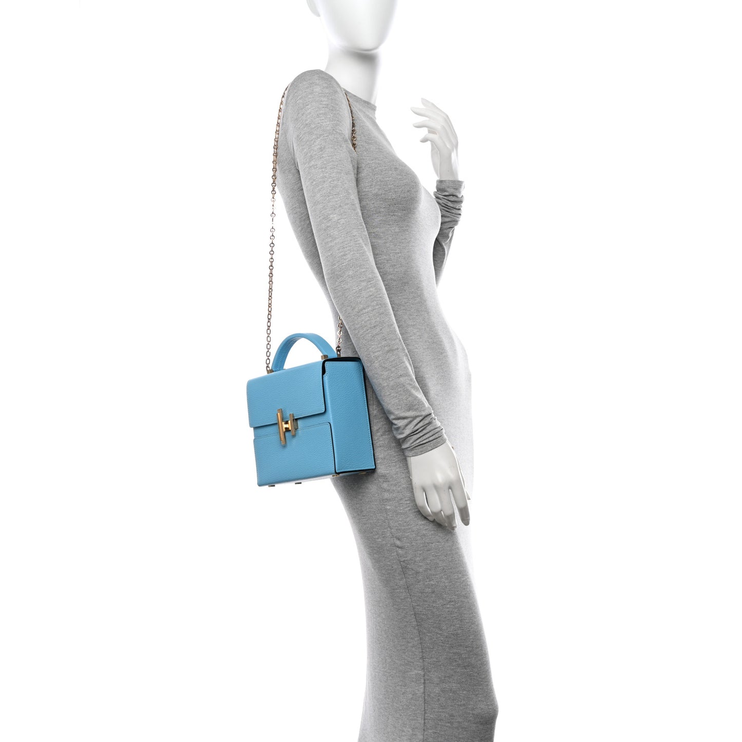Chevre Mysore Cinhetic Boxy Top Handle Bag Bleu De Nord