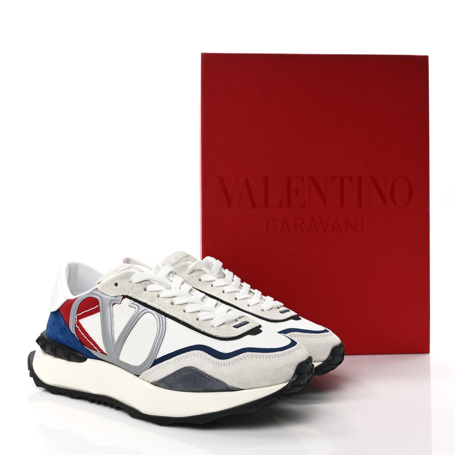 Valentino Garavani Fabric Suede Mens Netrunner Sneakers 43 White Multicolor 3 of 9