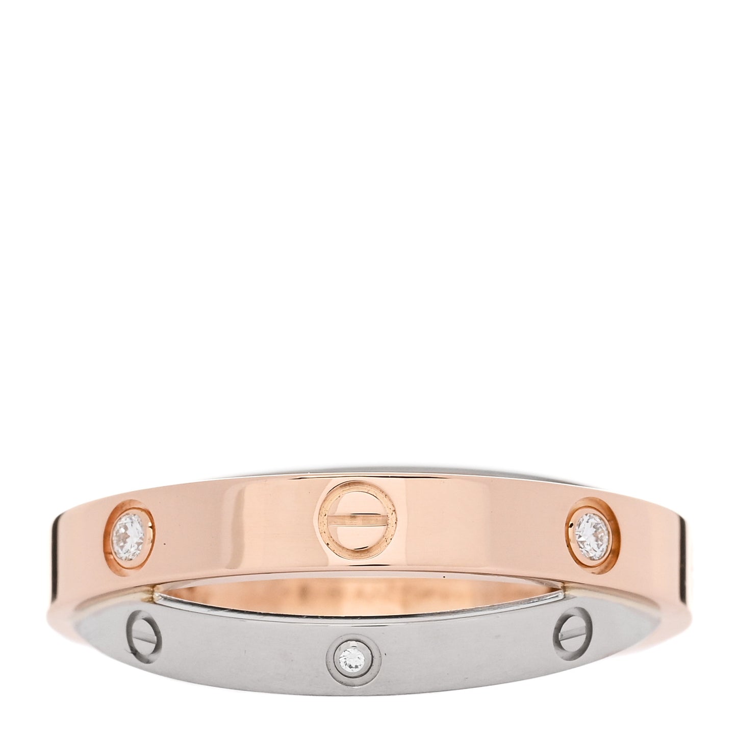 18K Pink White Gold 6 Diamonds LOVE Ring 57 8