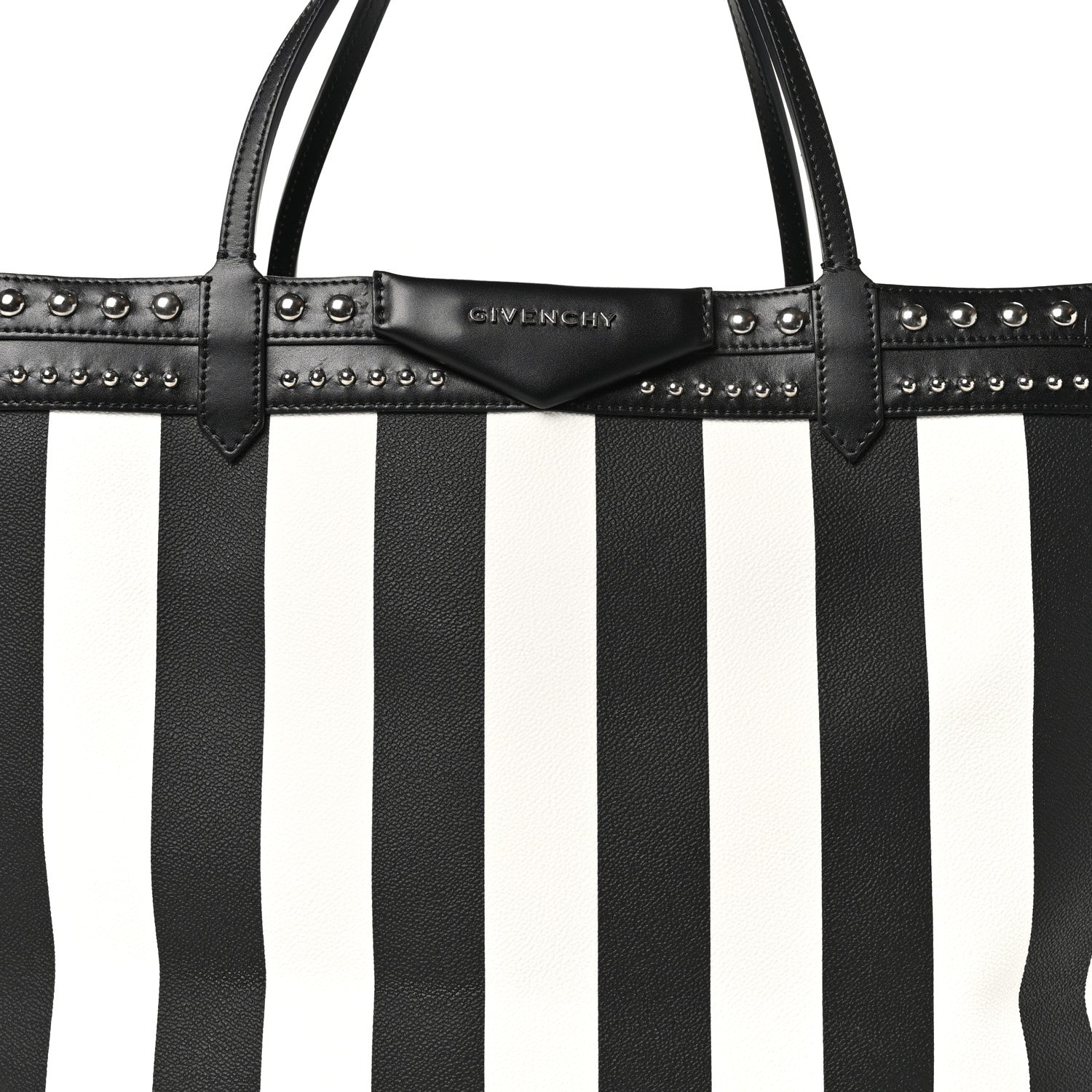 Givenchy Coated Canvas Striped Large Antigona Tote Black White 9 of 12