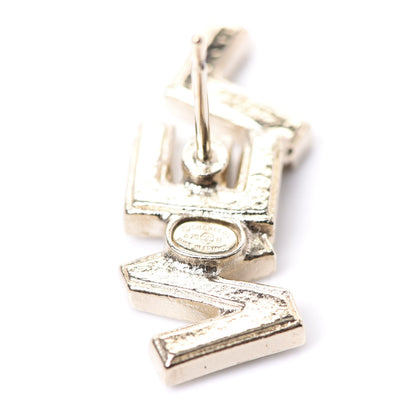 Chanel Crystal Pearl Signature Stud Earrings Gold 4 of 6