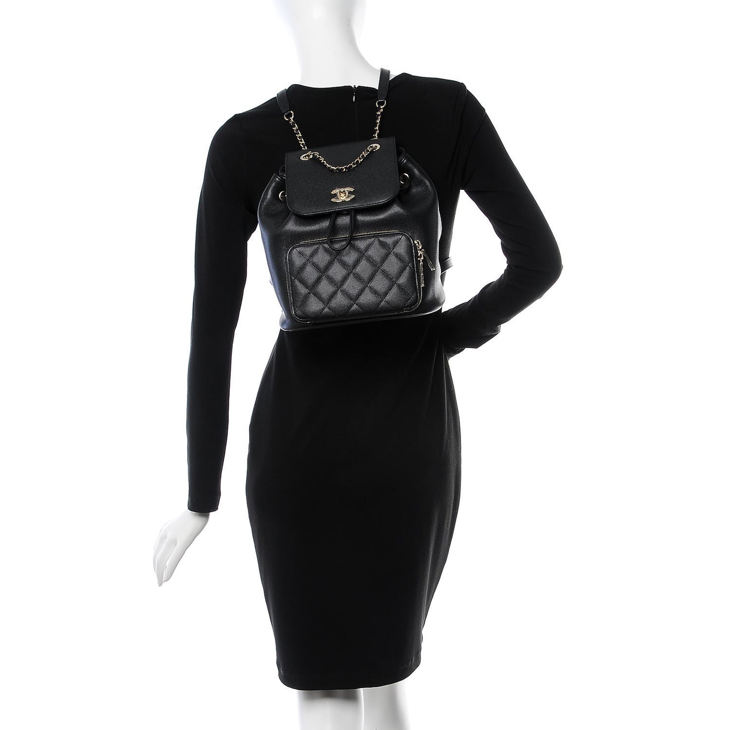 Caviar Quilted Business Affinity Backpack Black