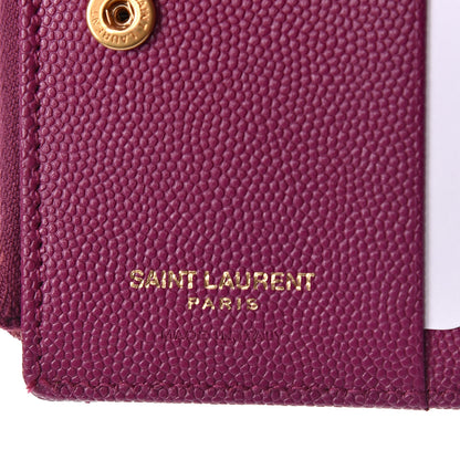 Saint Laurent Grain De Poudre Matelasse Chevron Monogram Zipped Card Case Dark Grape 6 of 8