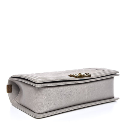 Chanel Caviar Quilted New Medium Boy Flap Light Grey 7 of 18