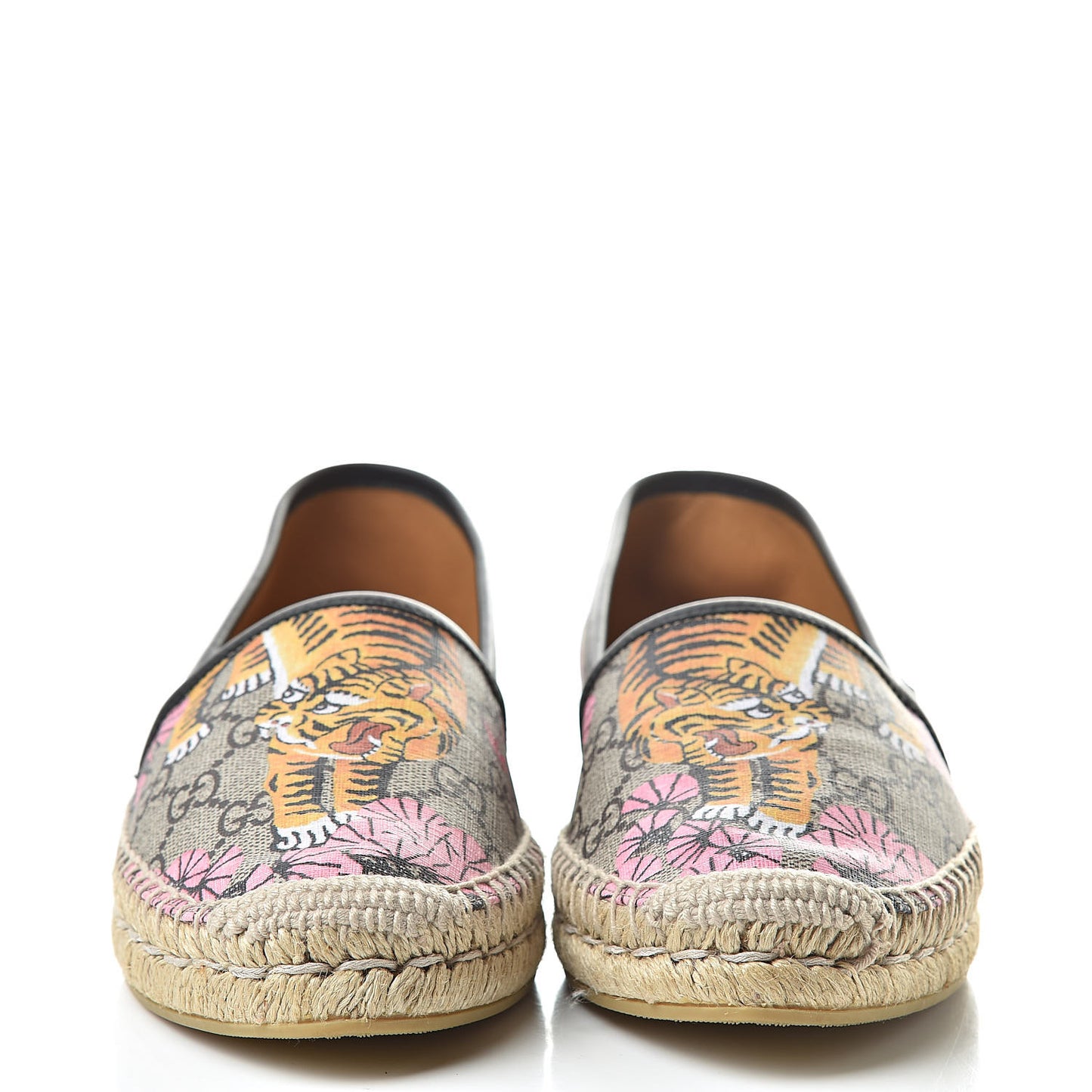 GG Supreme Monogram Bengal Espadrilles 38 Beige Pink