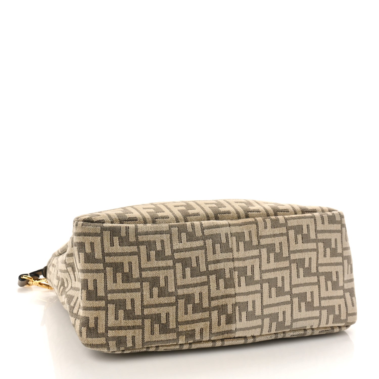 Fendi Chenille Vitello Seta Plexiglass FF Fendi O'Lock Zipper Tortora Nuvola 4 of 8