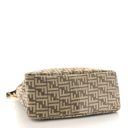 Fendi Chenille Vitello Seta Plexiglass FF Fendi O'Lock Zipper Tortora Nuvola 4 of 8