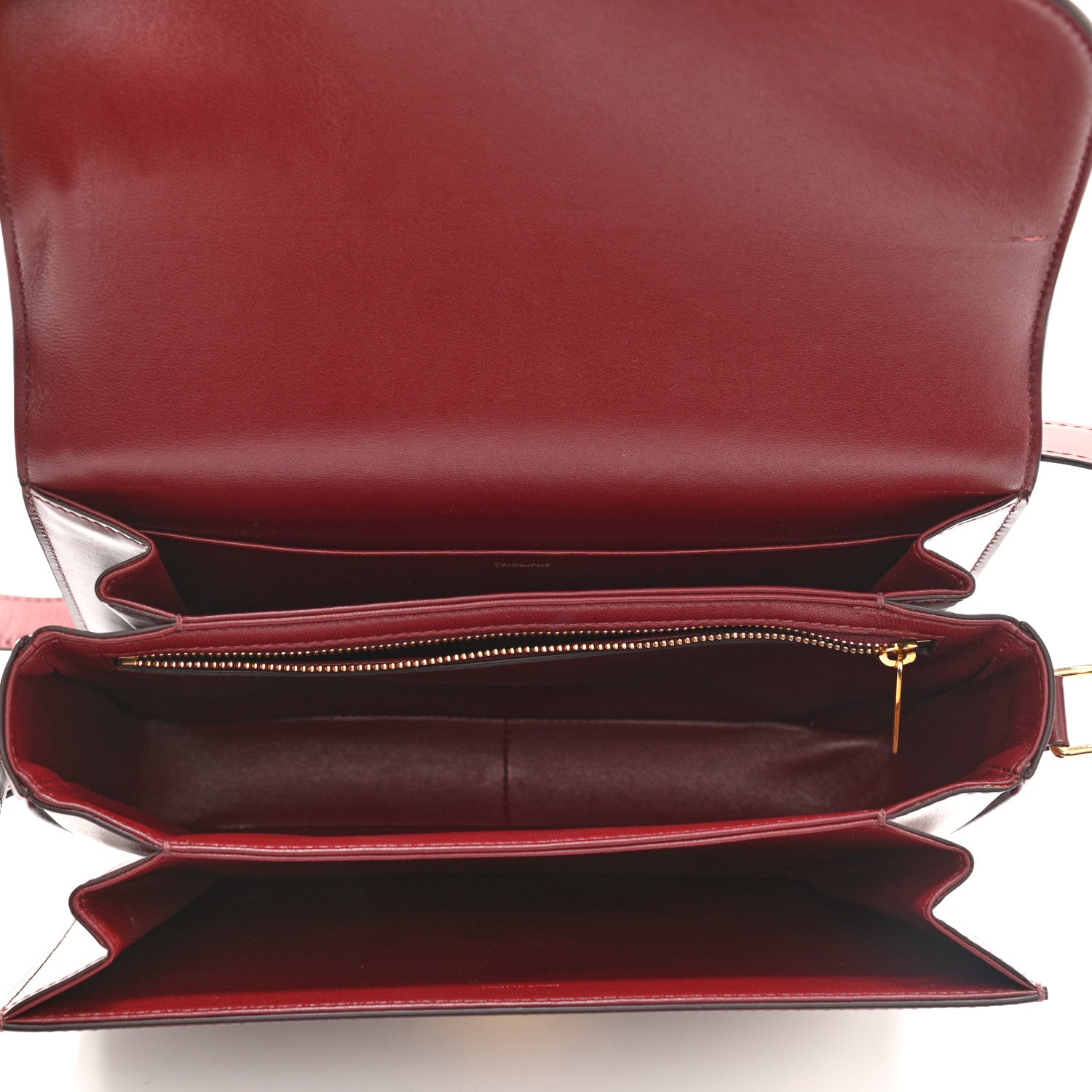 Celine Shiny Calfskin Medium Triomphe Light Burgundy 5 of 12