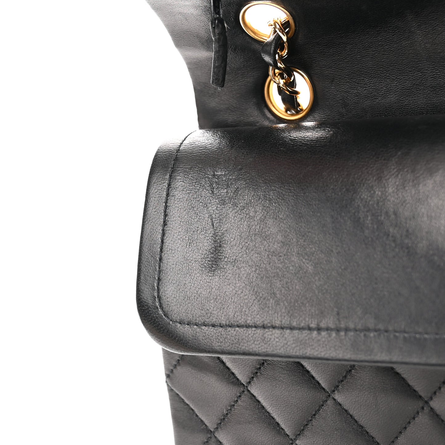 Lambskin Quilted Medium Double Flap Black