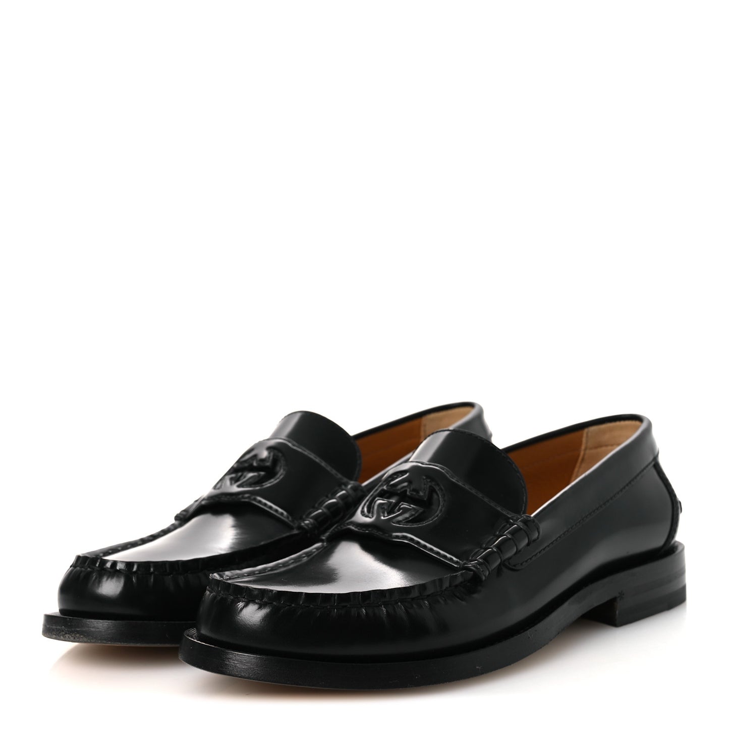 Millennial Ribot Cut Out Interlocking G Loafers 38 Black