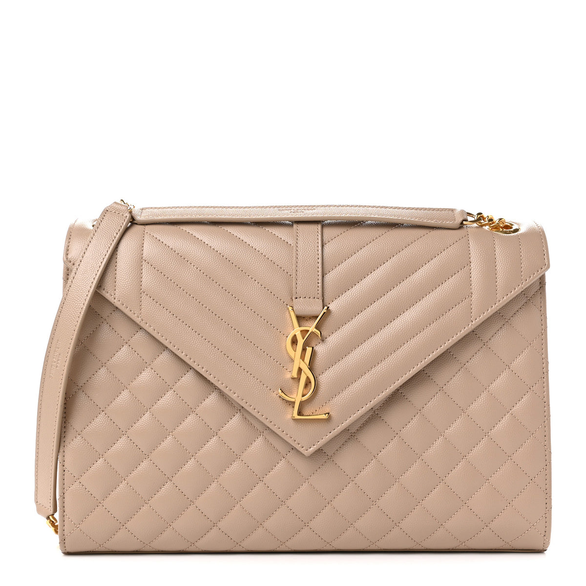 Grain De Poudre Mixed Matelasse Large Triquilt Monogram Satchel Dark Beige