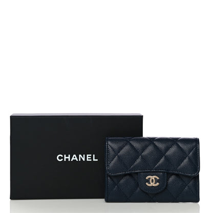 Chanel Caviar Quilted Flap Card Holder Wallet Navy Blue 11 of 11