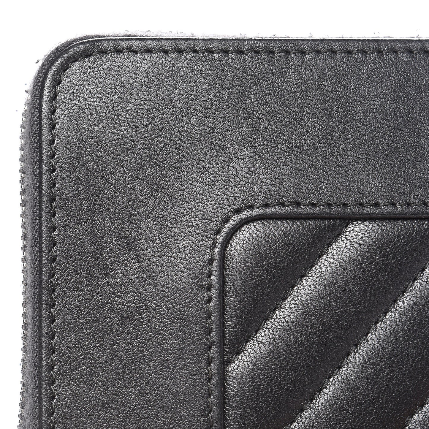 Sheepskin Chevron Quilted Mademoiselle Vintage Zip Around Wallet Grey