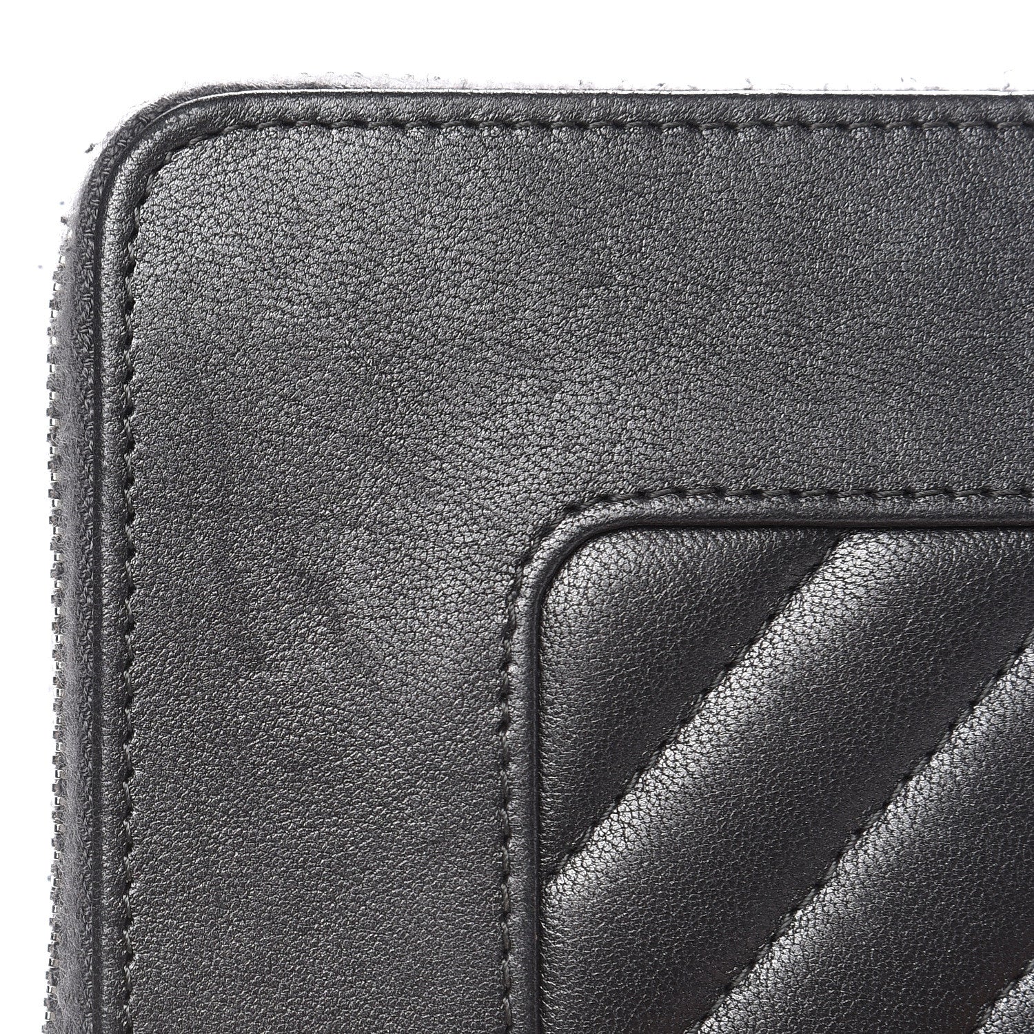 Chanel Sheepskin Chevron Quilted Mademoiselle Vintage Zip Around Wallet Grey 15 of 15