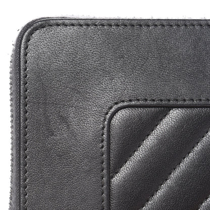 Chanel Sheepskin Chevron Quilted Mademoiselle Vintage Zip Around Wallet Grey 15 of 15