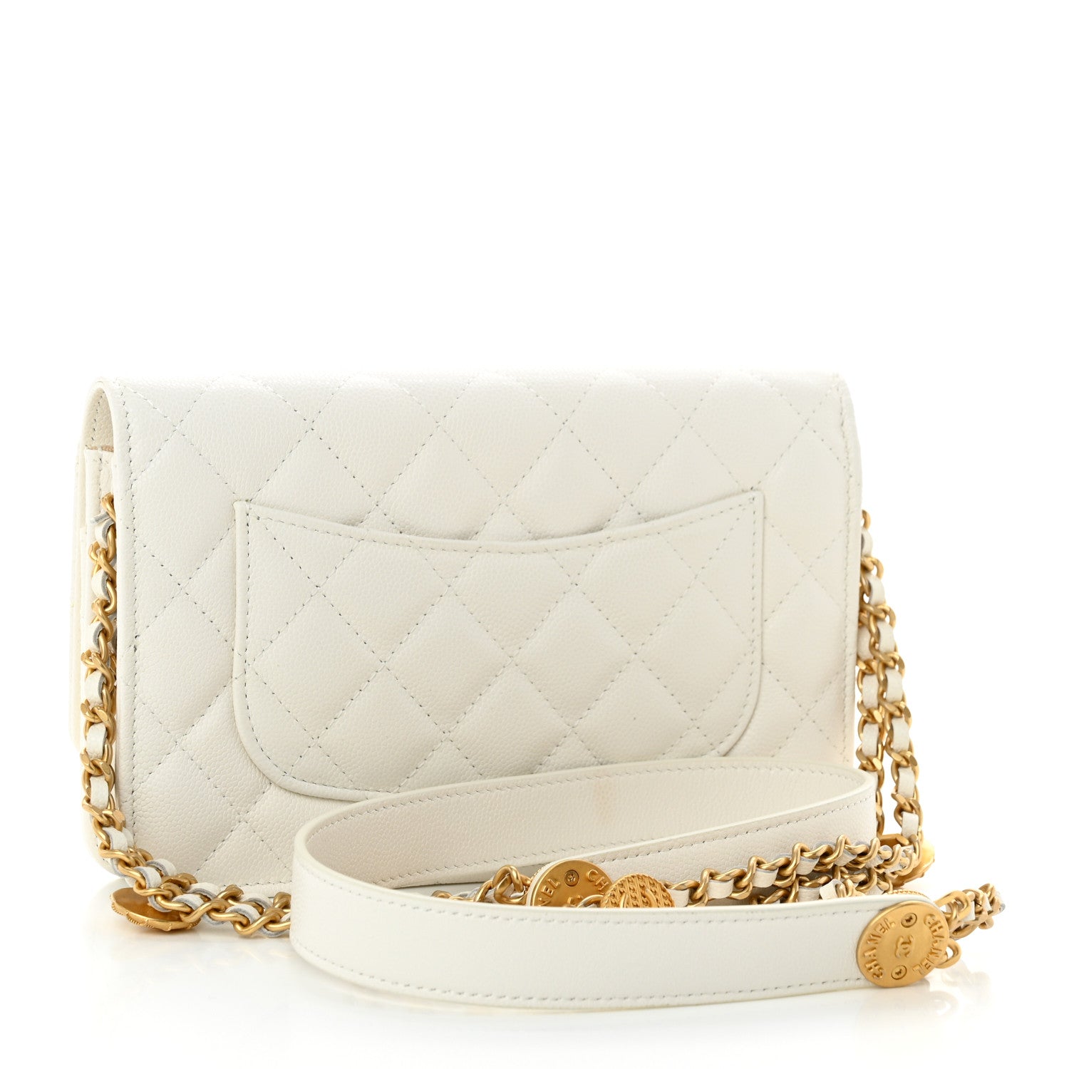 Chanel Caviar Quilted Twist Your Buttons Wallet On Chain WOC White 3 of 14