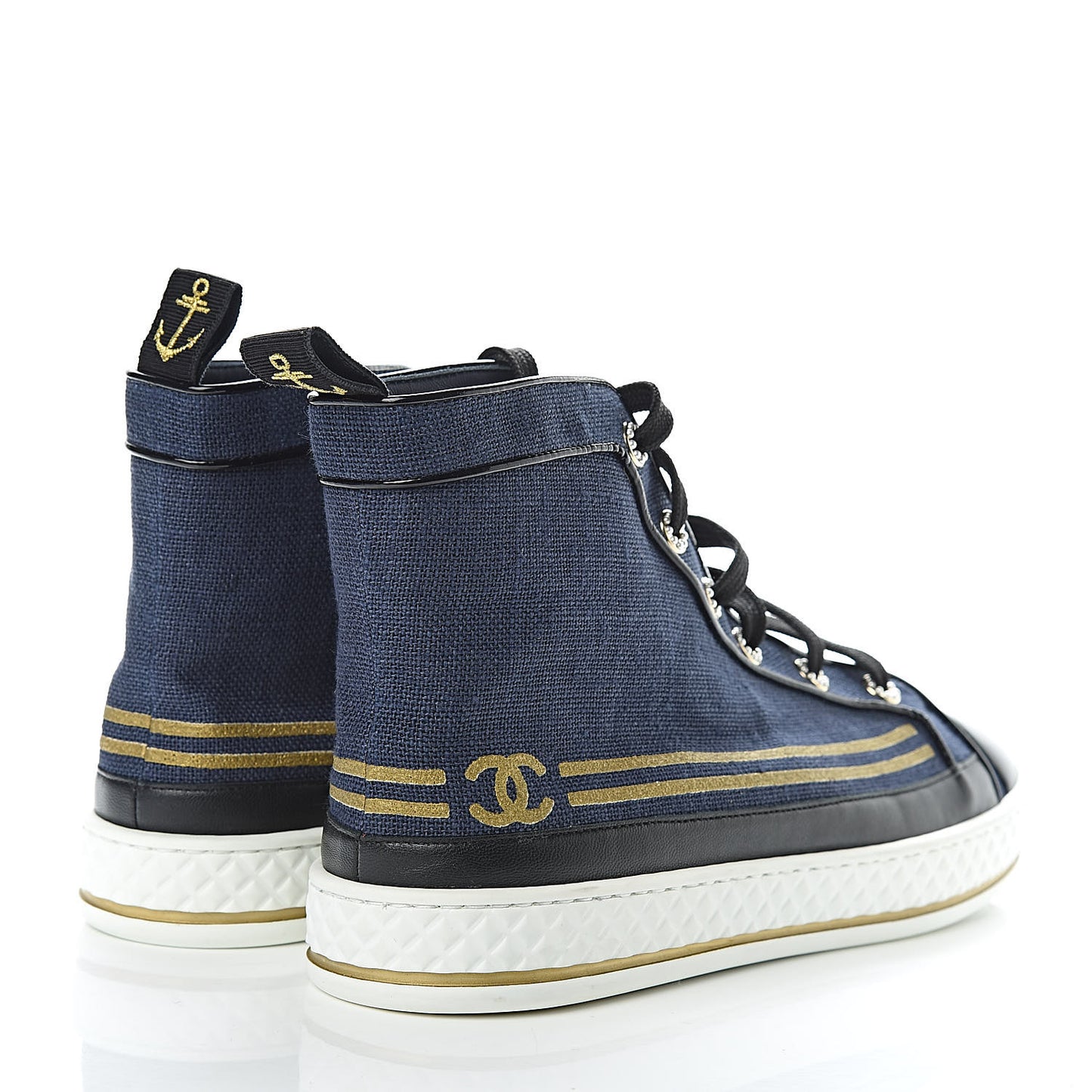 Fabric Lambskin Lace Up Cap Toe Sneakers 42 Navy Black