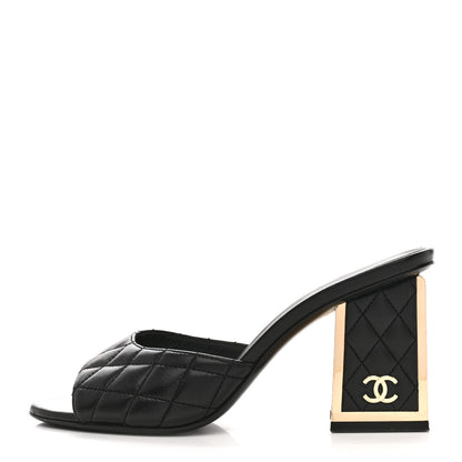 Chanel Lambskin Quilted CC Mules 38 Black 1 of 9