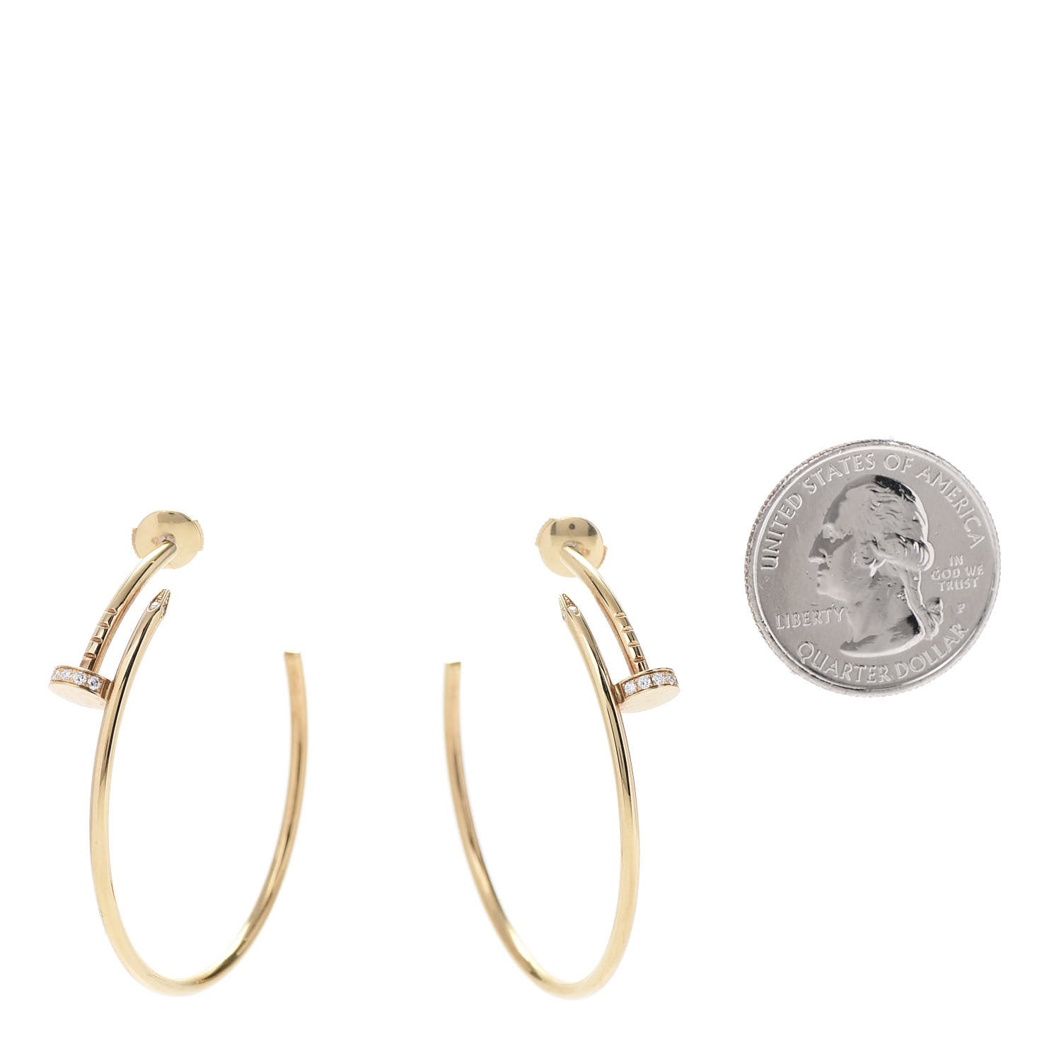 Cartier 18K Pink Gold Diamond Juste Un Clou Hoop Earrings 2 of 7