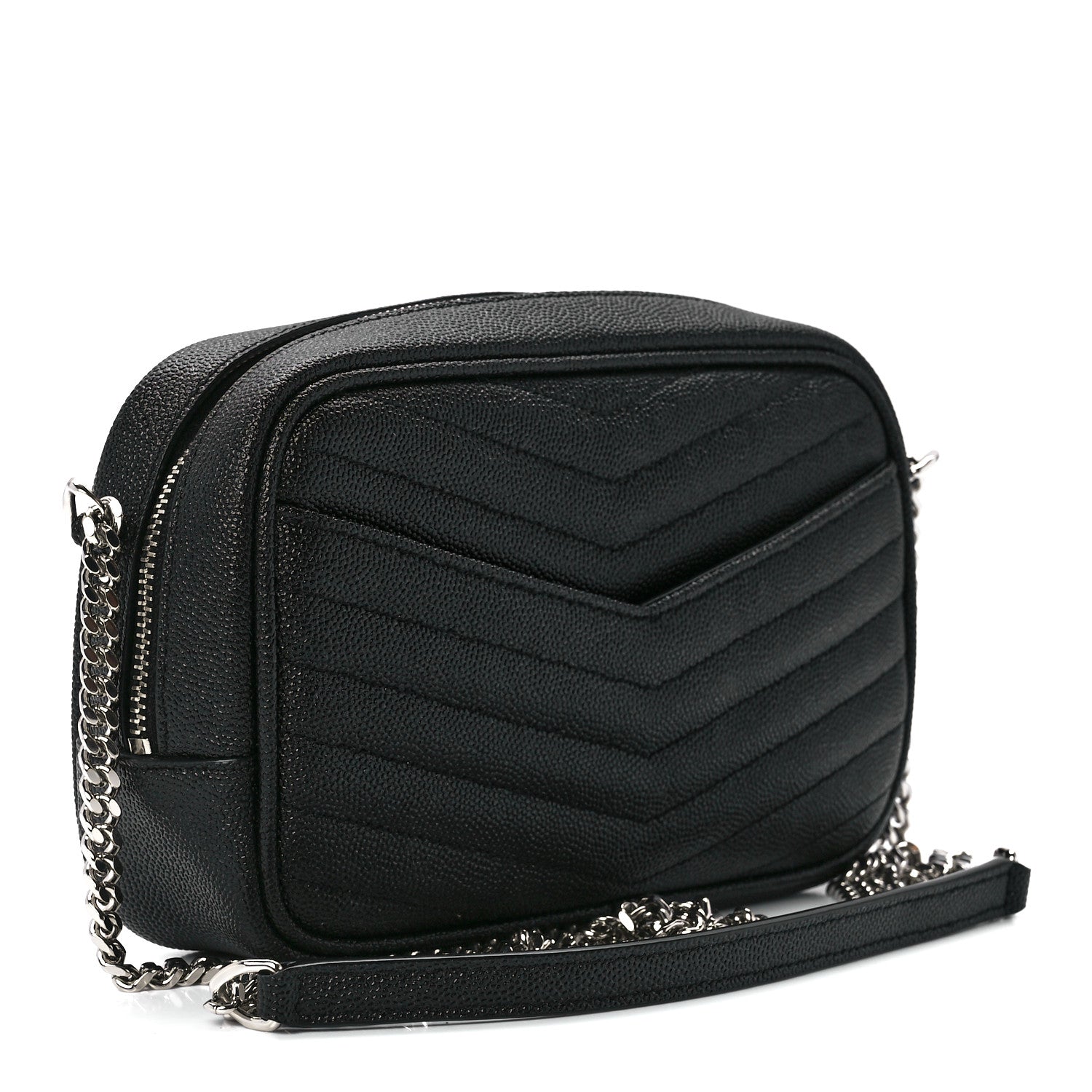 Saint Laurent Grain De Poudre Matelasse Monogram Mini Lou Camera Bag Black 3 of 12