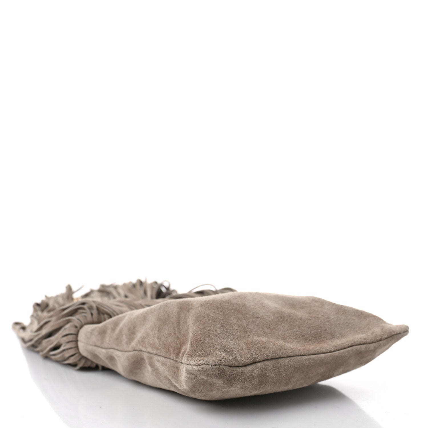 Saint Laurent Suede Calfskin Small Grace Fringed Hobo Bag Dusty Grey 4 of 9