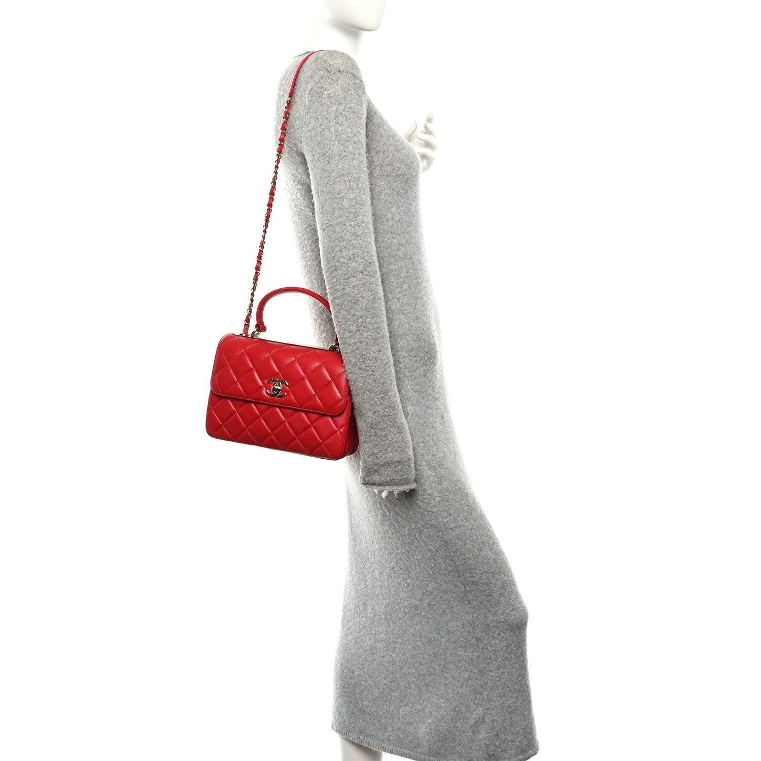 Chanel Lambskin Quilted Small Trendy CC Flap Dual Handle Bag Red 2 of 10