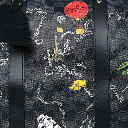 Louis Vuitton Damier Graphite World Map Keepall Bandouliere 50 6 of 10