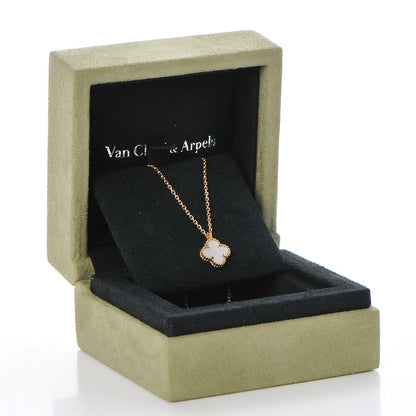 Van Cleef & Arpels 18K Yellow Gold Mother of Pearl Sweet Alhambra Pendant Necklace 8 of 8