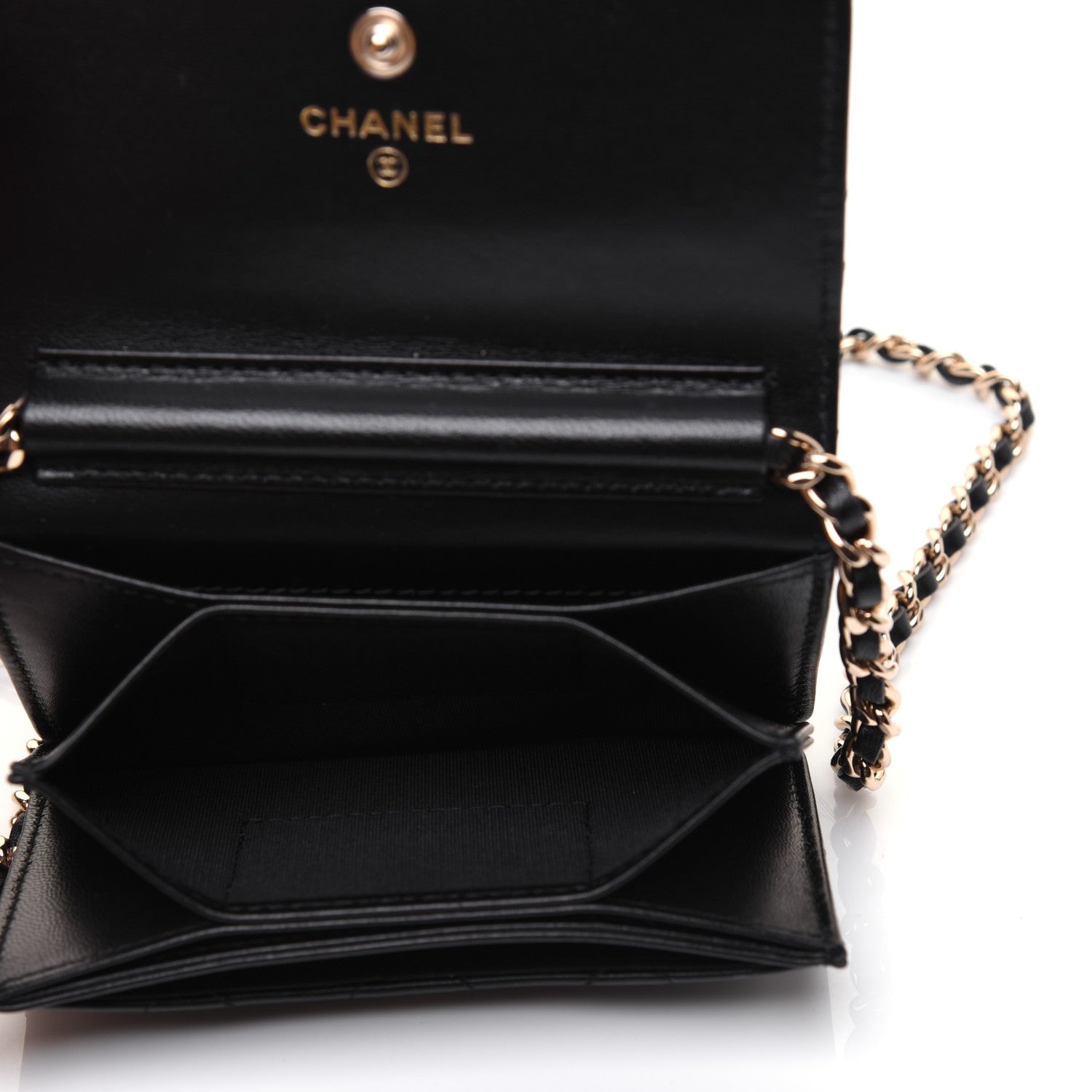 Chanel Lambskin Quilted My Chanel Lady Card Holder On Chain Black 5 of 15
