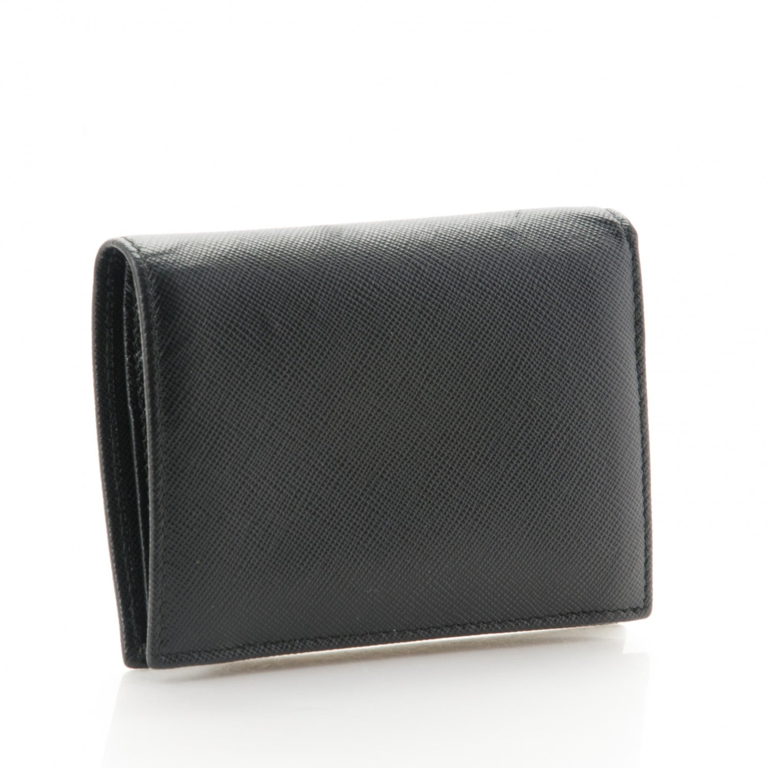 Prada Saffiano Metal Compact Snap Bi-Fold Wallet Black 3 of 7