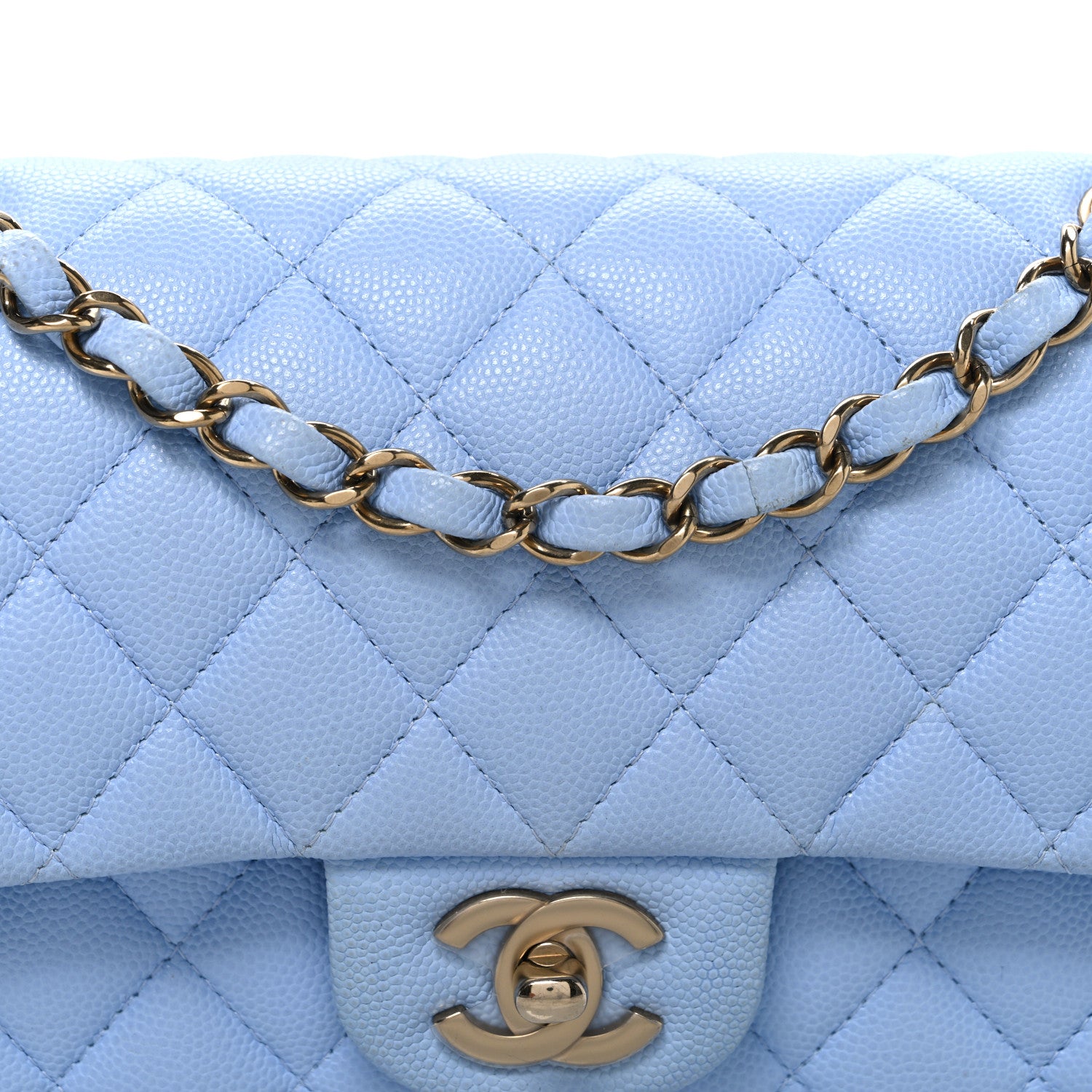 Chanel Caviar Quilted Small Double Flap Light Blue 8 of 10