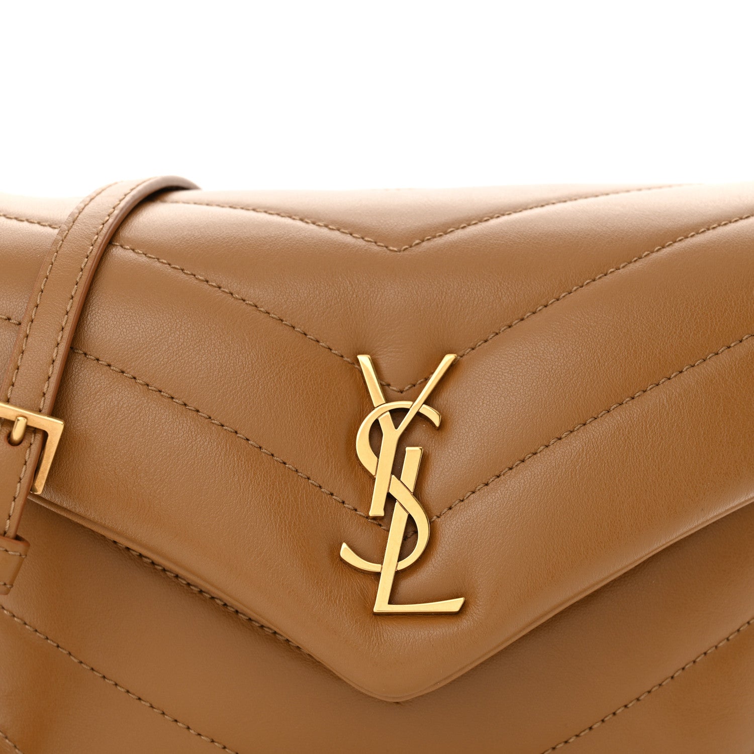 Saint Laurent Calfskin Y Quilted Monogram Toy Loulou Crossbody Bag Dark Natural 8 of 10
