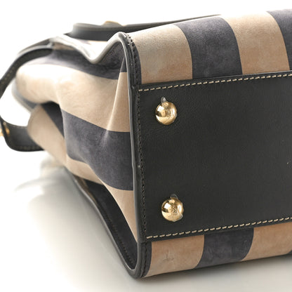 Fendi Vitello Nabuk Seta Pequin Medium Peekaboo Iconic Satchel Tobacco Moro Ebano 9 of 11