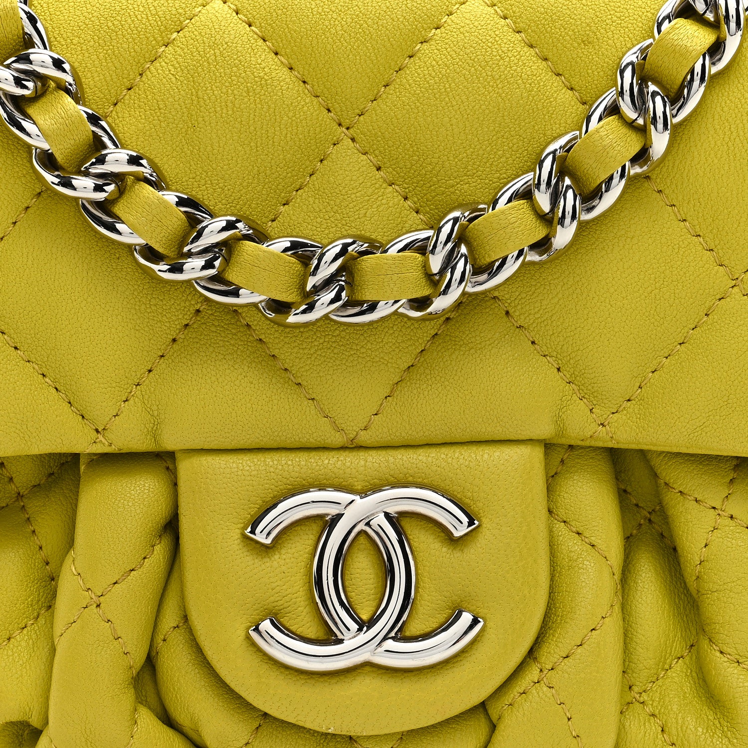 Chanel Washed Lambskin Quilted Mini Chain Around Flap Yellow 8 of 10