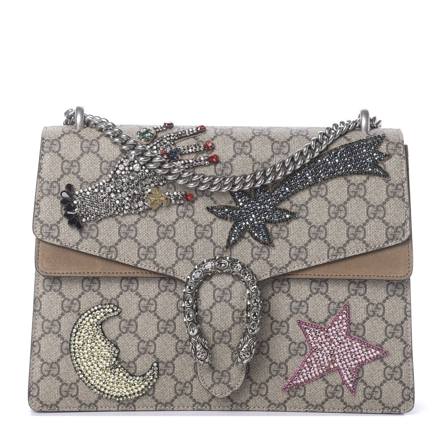 GG Supreme Monogram Shooting Star Embroidered Medium Dionysus Shoulder Bag Beige