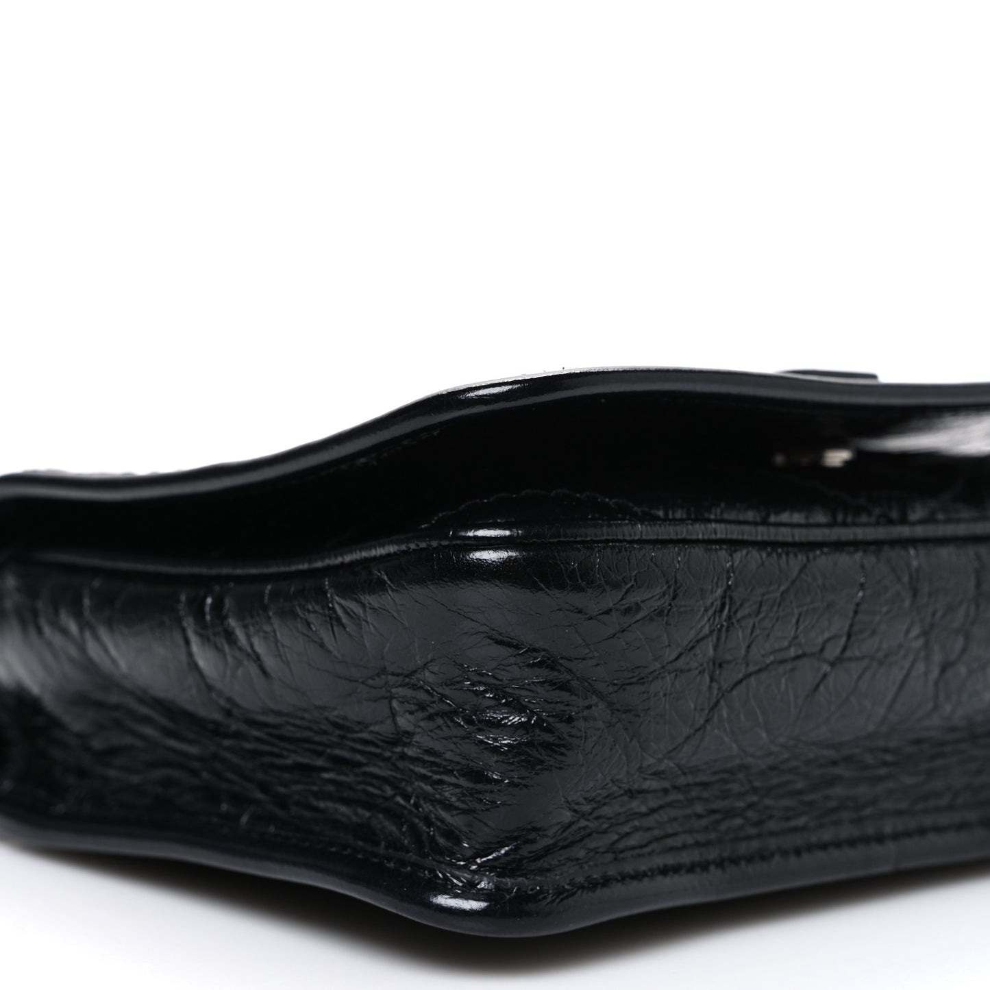Crinkled Calfskin Matelasse Monogram Niki Chain Wallet Black