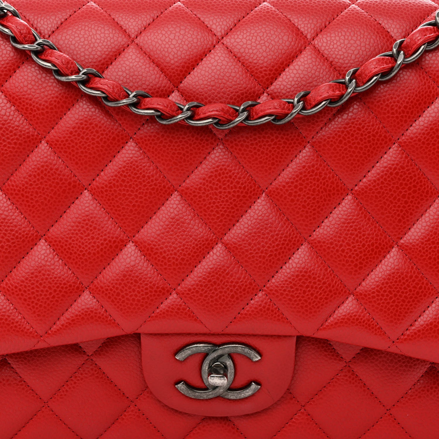 Chanel Caviar Quilted Maxi Double Flap Red 7 of 12
