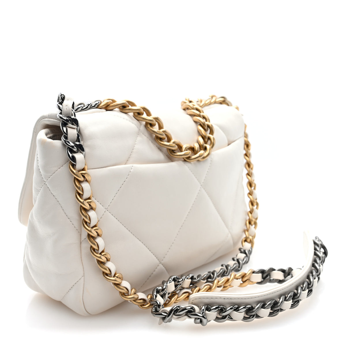 Goatskin Quilted Medium Chanel 19 Flap White