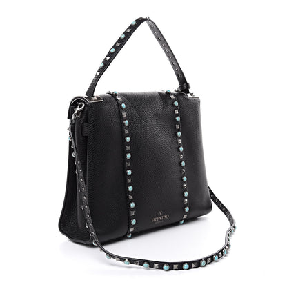 Valentino Garavani Alce Calfskin My Rockstud Rolling Frame Bag Black 3 of 9