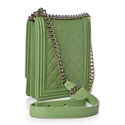 Chanel Calfskin Quilted North South Boy Flap Green 3 of 10