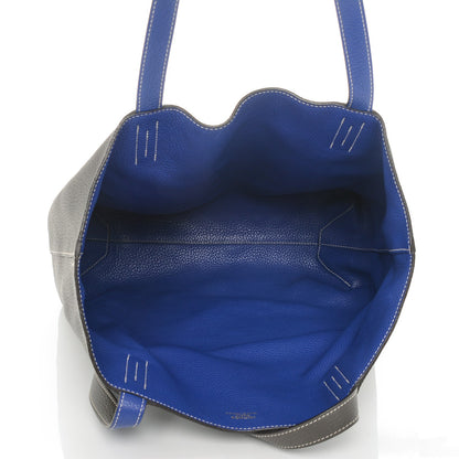 Hermes Taurillon Clemence Double Sens 45 Reversible Tote Graphite Bleu Electrique 8 of 9