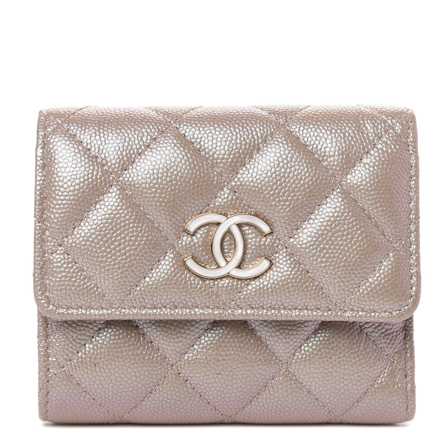 Chanel Iridescent Caviar Quilted Small Flap Wallet Beige 1 of 9