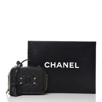 Chanel Caviar Quilted Small CC Filigree Vanity Case Black 10 of 10